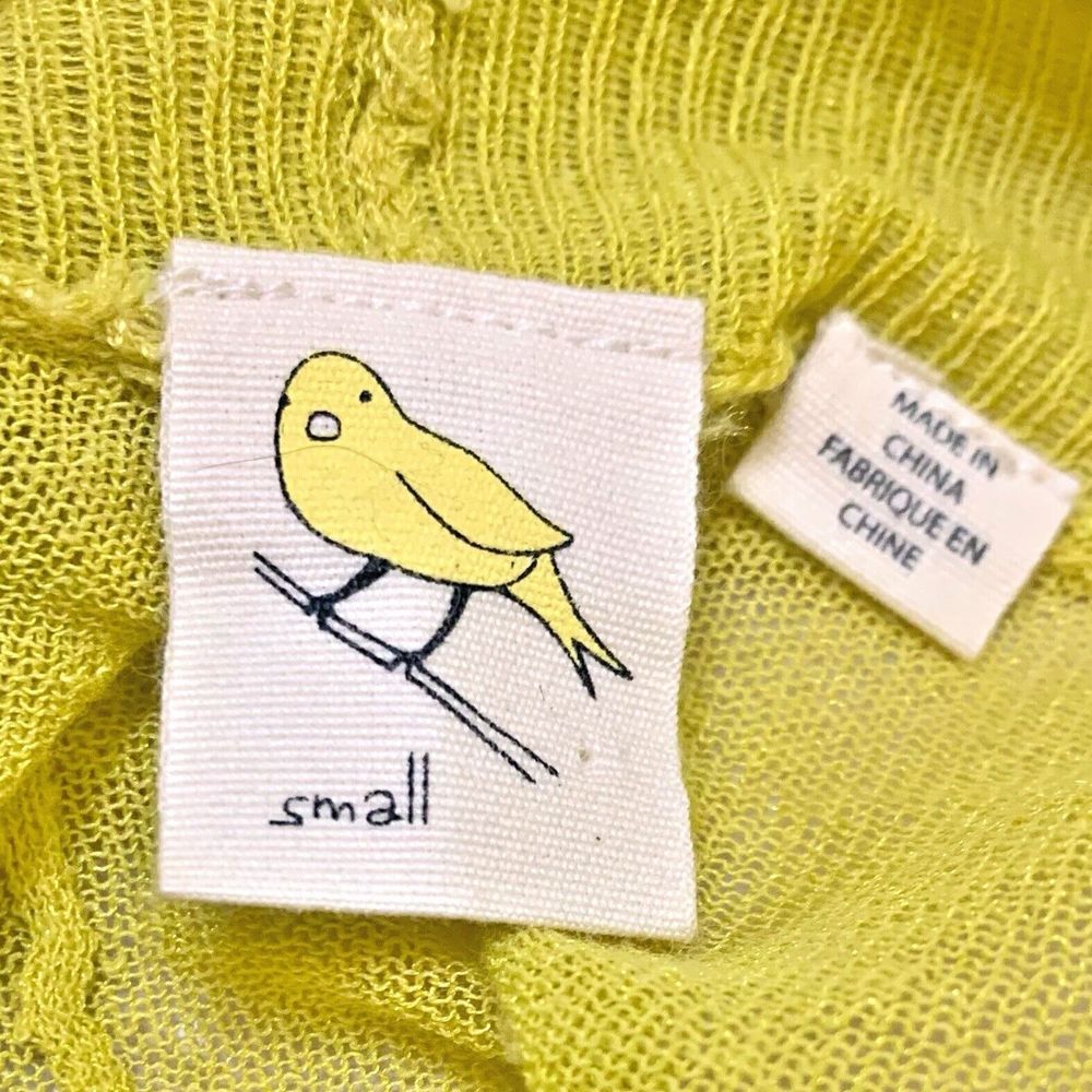 Anthropologie Yellow Bird Sparrow Open Front Cardigan Sweater Small Airy‎ Linen - Picture 3 of 5